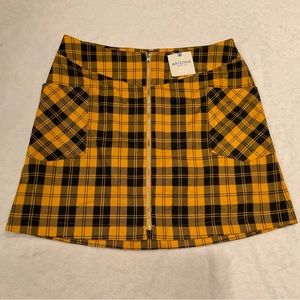 Women’s Arizona Jean Company Yellow & Black Full Zip Plaid Mini Skirt Size Large